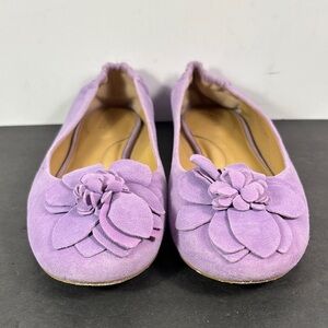 Talbots Lavender Suede Floral Ballet Flats Sz 9 Cottagecore Romantic Feminine